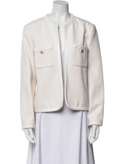 Pre-owned Celine Silk Evening Jacket In White