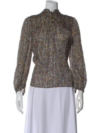 Pre-owned Celine Silk Floral Print Blouse