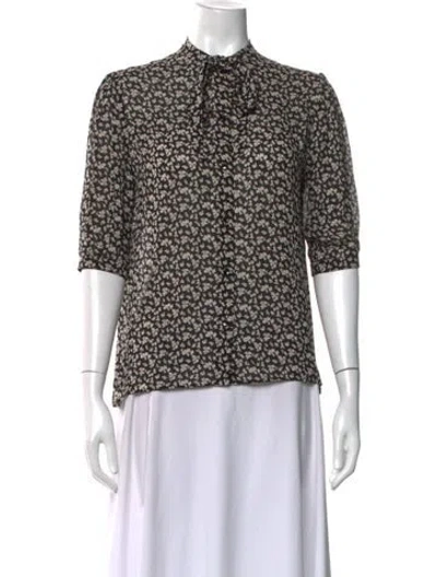 Pre-owned Celine Silk Floral Print Blouse
