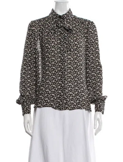 Pre-owned Celine Silk Floral Print Blouse In Green