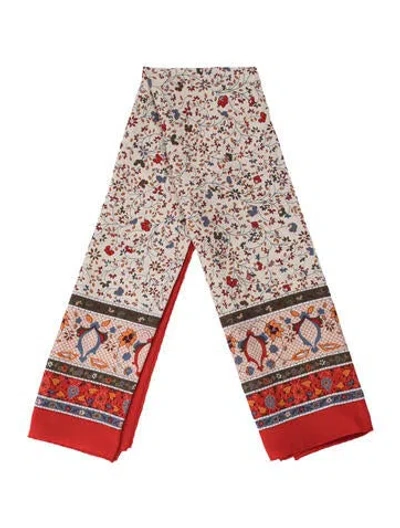 Pre-owned Celine Silk Floral Print Scarf In Red