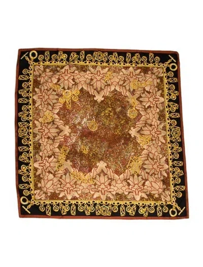 Pre-owned Celine Silk Floral Print Scarf In Yellow