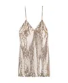 Celine Silk Georgette Embroidered Mini Dress In Nude