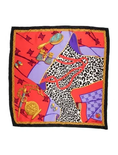Pre-owned Celine Silk Graphic Print Scarf In Black