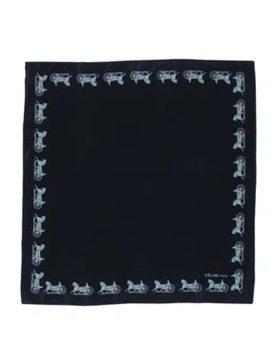 Pre-owned Celine Silk Graphic Print Scarf In Black