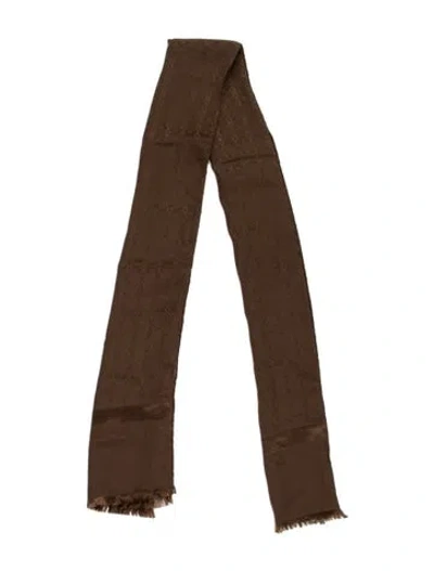 Pre-owned Celine Silk Graphic Print Scarf In Brown