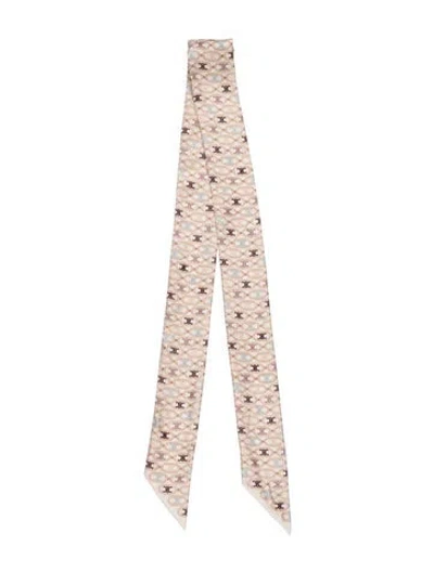 Pre-owned Celine Silk Graphic Print Scarf In Neutrals