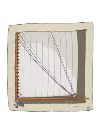 Pre-owned Celine Silk Graphic Print Scarf In Neutrals