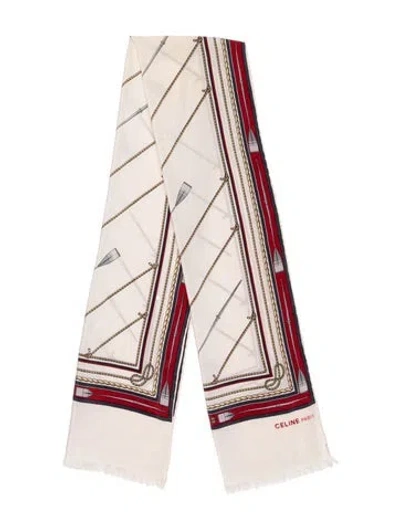 Pre-owned Celine Silk Graphic Print Scarf In Neutrals