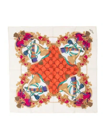 Pre-owned Celine Silk Graphic Print Scarf In Neutrals