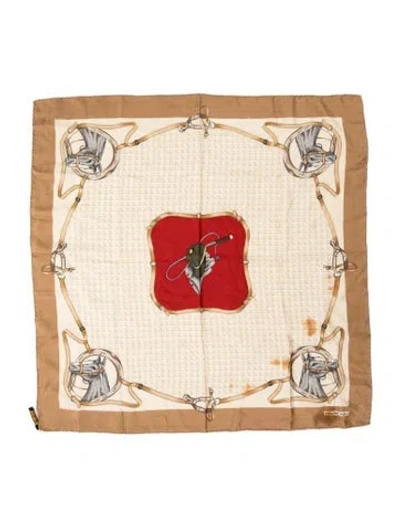 Pre-owned Celine Silk Graphic Print Scarf In Neutrals