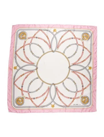 Pre-owned Celine Silk Graphic Print Scarf In Pink