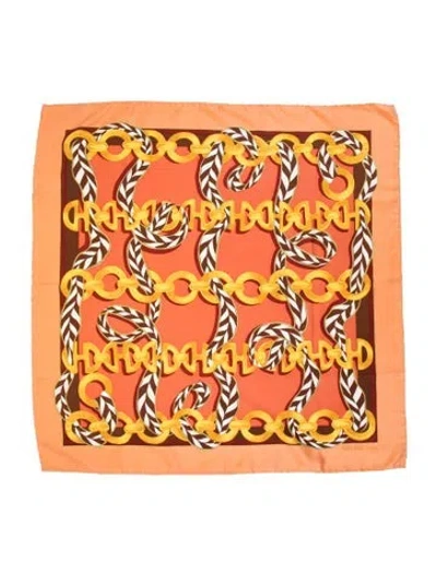 Pre-owned Celine Silk Graphic Print Shawl In Orange
