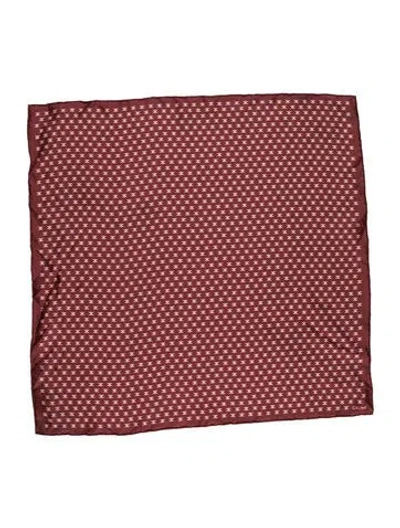 Pre-owned Celine Silk Houndstooth Print Scarf In Burgundy