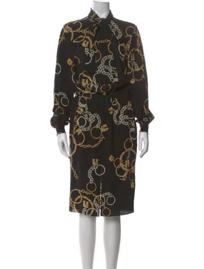 Pre-owned Celine Silk Knee-length Dress In Black