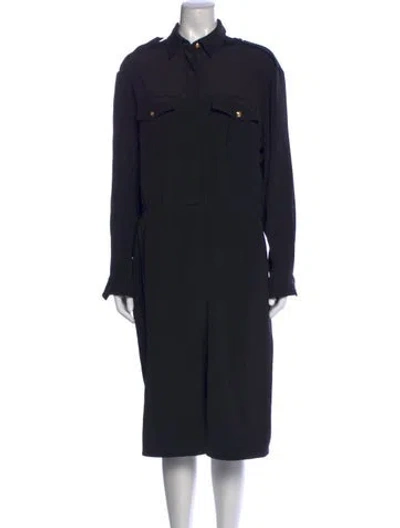 Pre-owned Celine Silk Knee-length Dress In Black