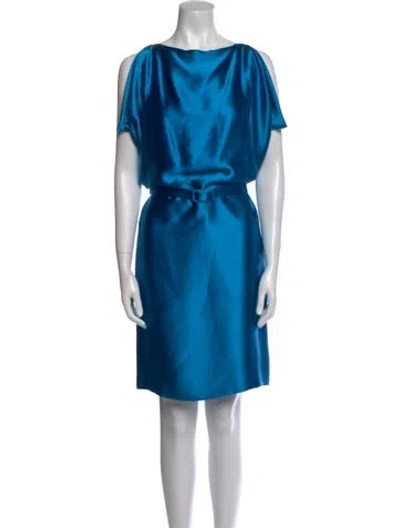 Pre-owned Celine Silk Knee-length Dress In Blue