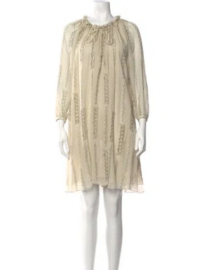 Pre-owned Celine Silk Knee-length Dress In Neutral
