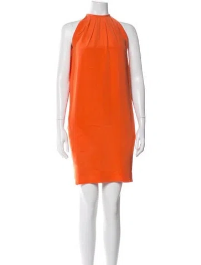Pre-owned Celine Silk Knee-length Dress In Orange