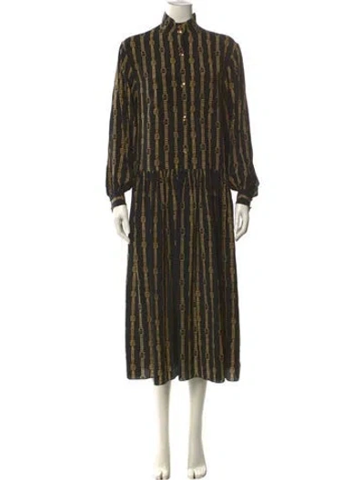 Pre-owned Celine Silk Long Dress In Black