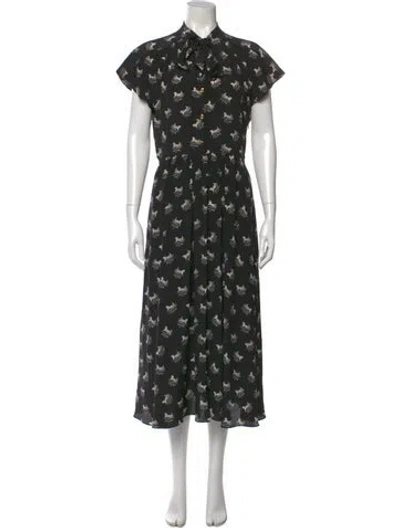 Pre-owned Celine Silk Long Dress In Black