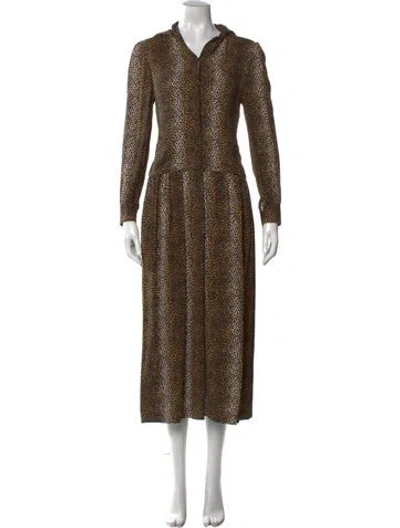 Pre-owned Celine Silk Long Dress In Neutral