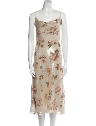 Pre-owned Celine Silk Long Dress In Neutral