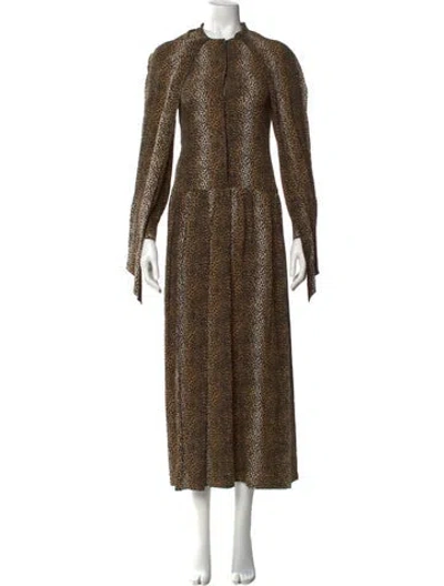Pre-owned Celine Silk Long Dress In Neutral