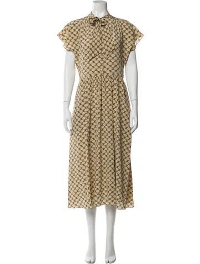 Pre-owned Celine Silk Long Dress In Neutral