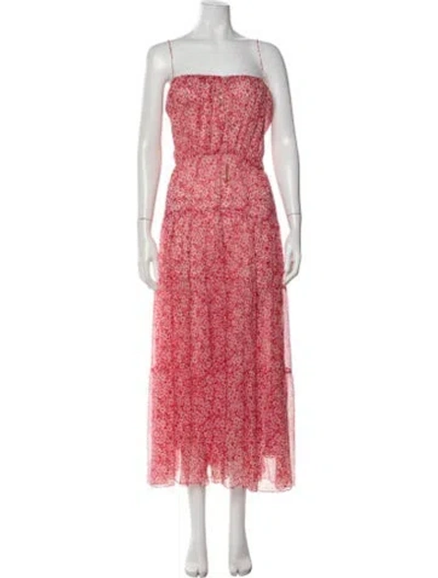 Pre-owned Celine Silk Long Dress In Red