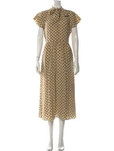 Pre-owned Celine Silk Long Dress W/ Tags In Neutral