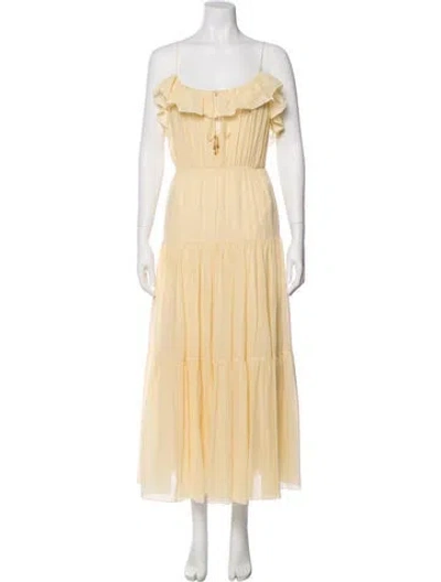 Pre-owned Celine Silk Long Dress In Yellow