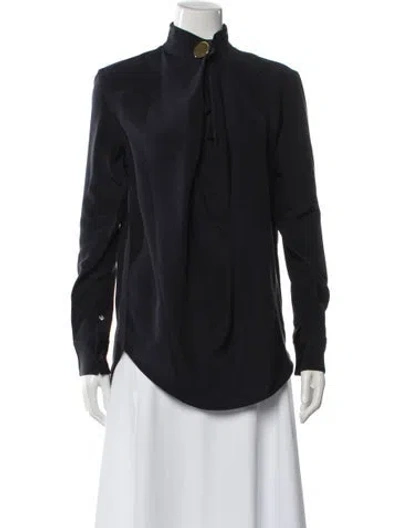 Pre-owned Celine Silk Long Sleeve Blouse In Black