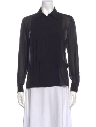 Pre-owned Celine Silk Long Sleeve Blouse In Black