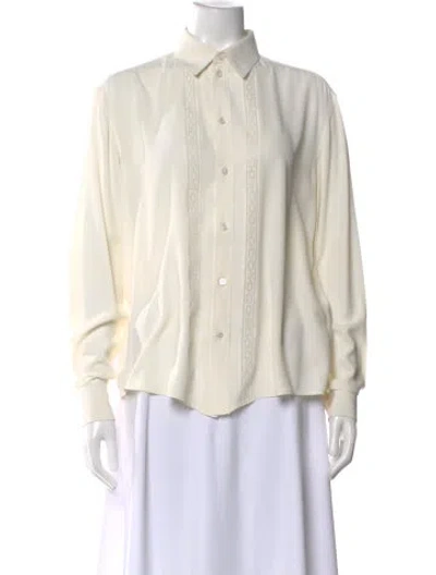 Pre-owned Celine Silk Long Sleeve Blouse In Neutral