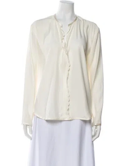 Pre-owned Celine Silk Long Sleeve Blouse In Neutrals