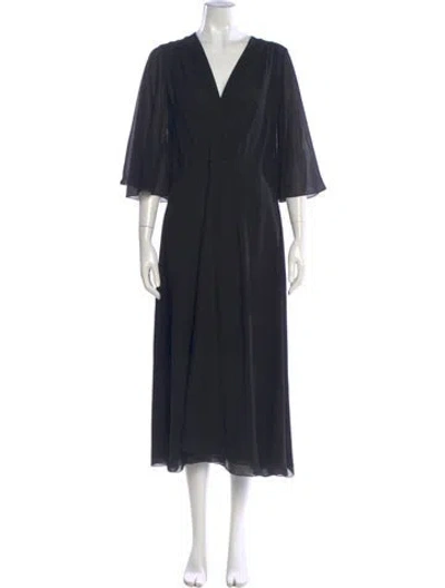 Pre-owned Celine Silk Midi Length Dress In Black