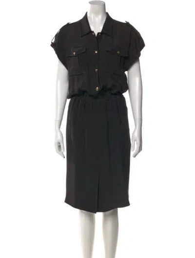 Pre-owned Celine Silk Midi Length Dress In Black