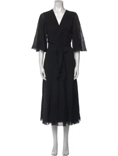Pre-owned Celine Silk Midi Length Dress In Black