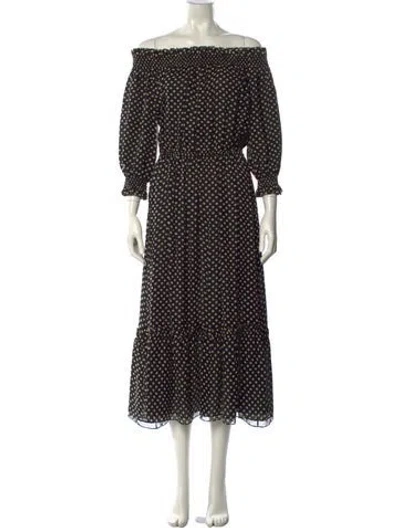 Pre-owned Celine Silk Midi Length Dress In Black