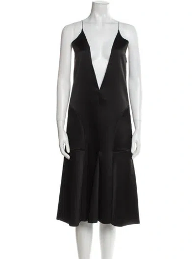 Pre-owned Celine Silk Midi Length Dress In Black