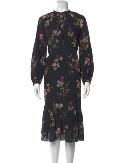 Pre-owned Celine Silk Midi Length Dress In Black