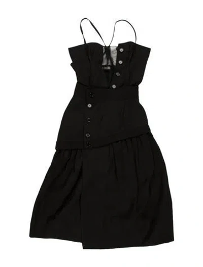 Pre-owned Celine Silk Midi Length Dress In Black