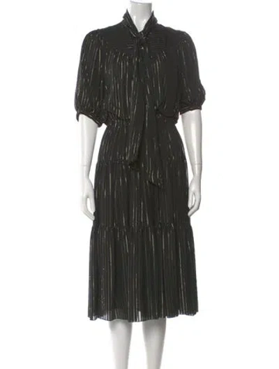 Pre-owned Celine Silk Midi Length Dress In Black