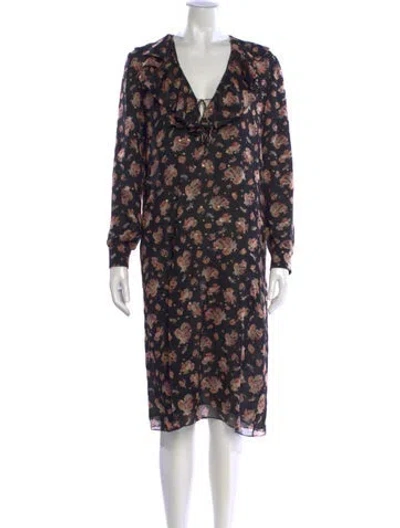 Pre-owned Celine Silk Midi Length Dress In Black