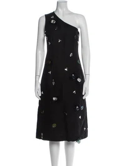 Pre-owned Celine Silk Midi Length Dress In Black