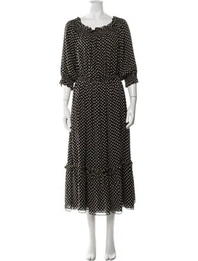 Pre-owned Celine Silk Midi Length Dress In Black