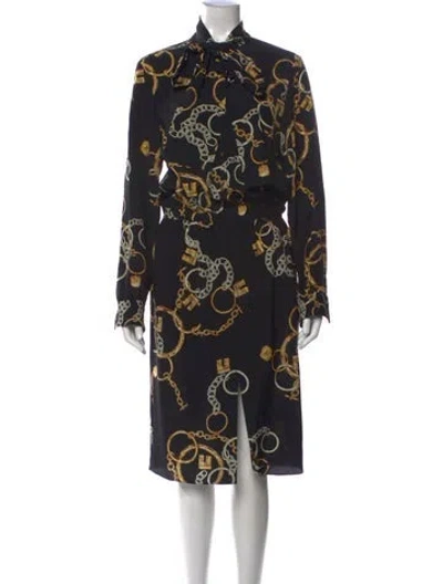 Pre-owned Celine Silk Midi Length Dress In Black