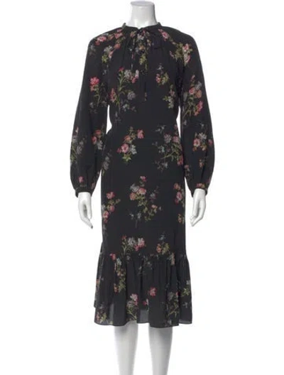 Pre-owned Celine Silk Midi Length Dress In Black