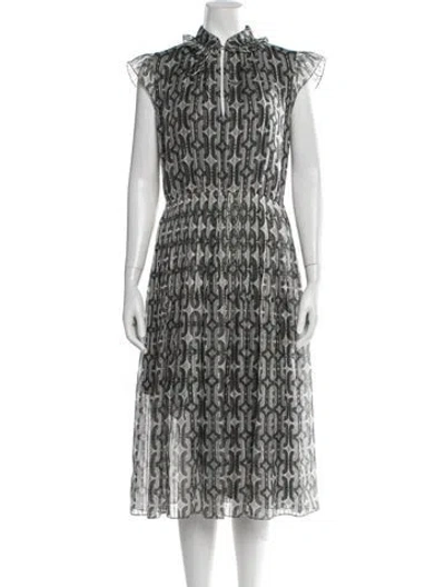 Pre-owned Celine Silk Midi Length Dress In Grey